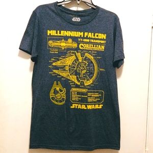 Disney NWT Star Wars Size M Millennium Falcon Schematics YT - 1300 Transplant T-